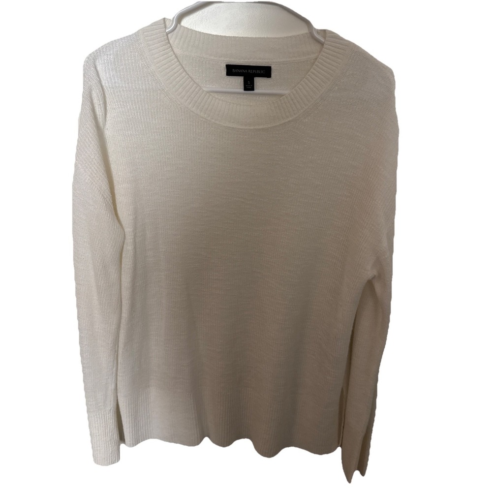 Banana Republic Essential Cozy Pullover Sweater white  Women's Size Small